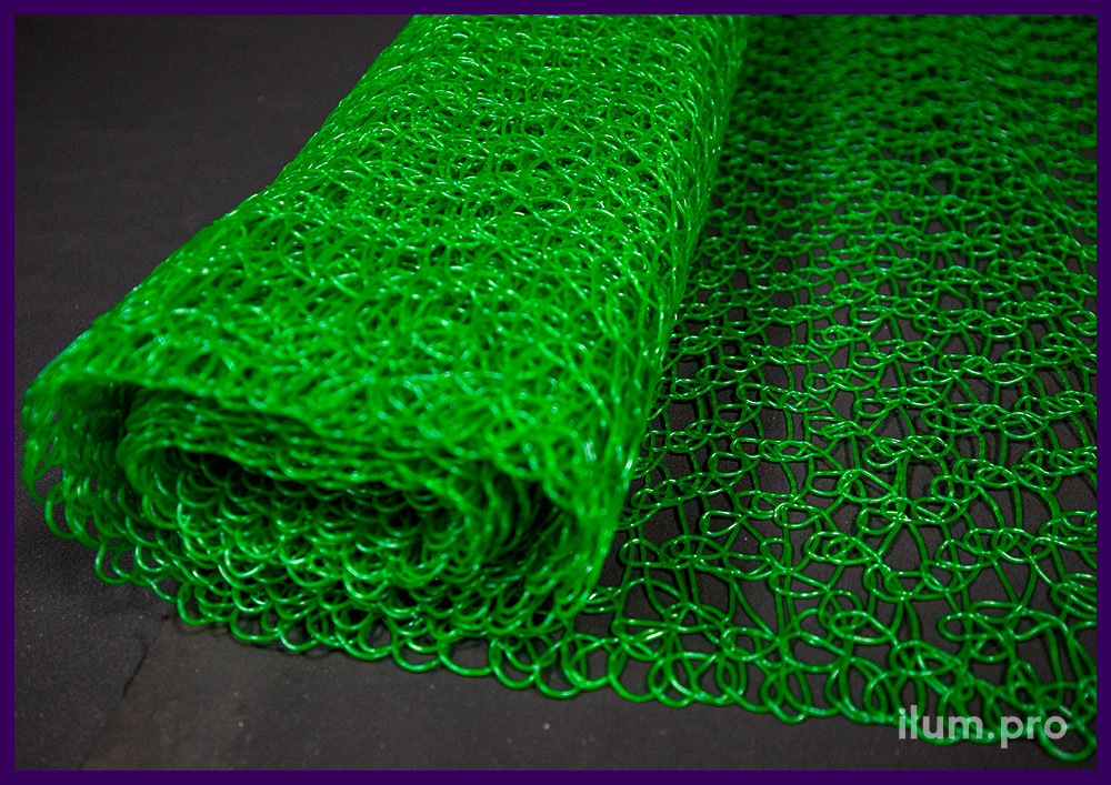 Сетка из зелёного ПВХ - декоративное эластичное покрытие в рулоне длиной 10 метров