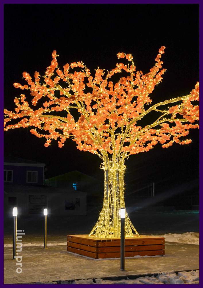 Дерево металлическое светодиодное из алюминия и гирлянд, защита IP65, питание 24 В