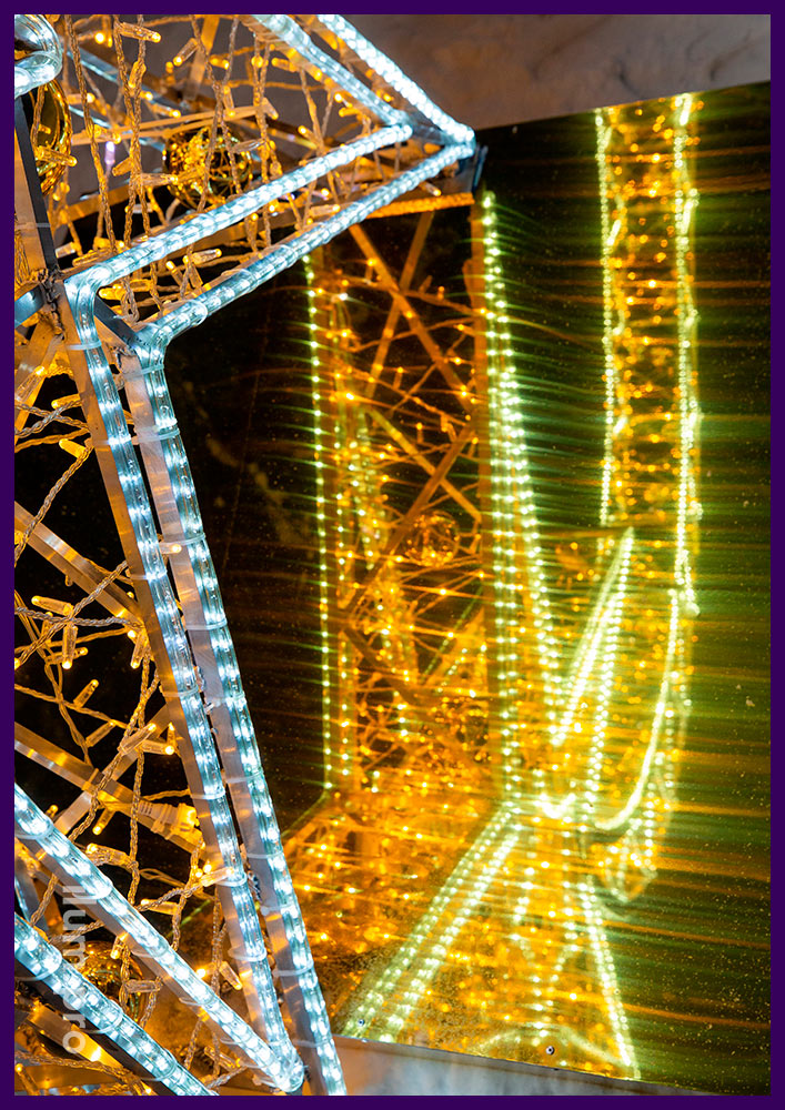 Новогодняя декоративная арка Падающая звезда с гирляндами и дюралайтом с защитой от влаги и мороза
