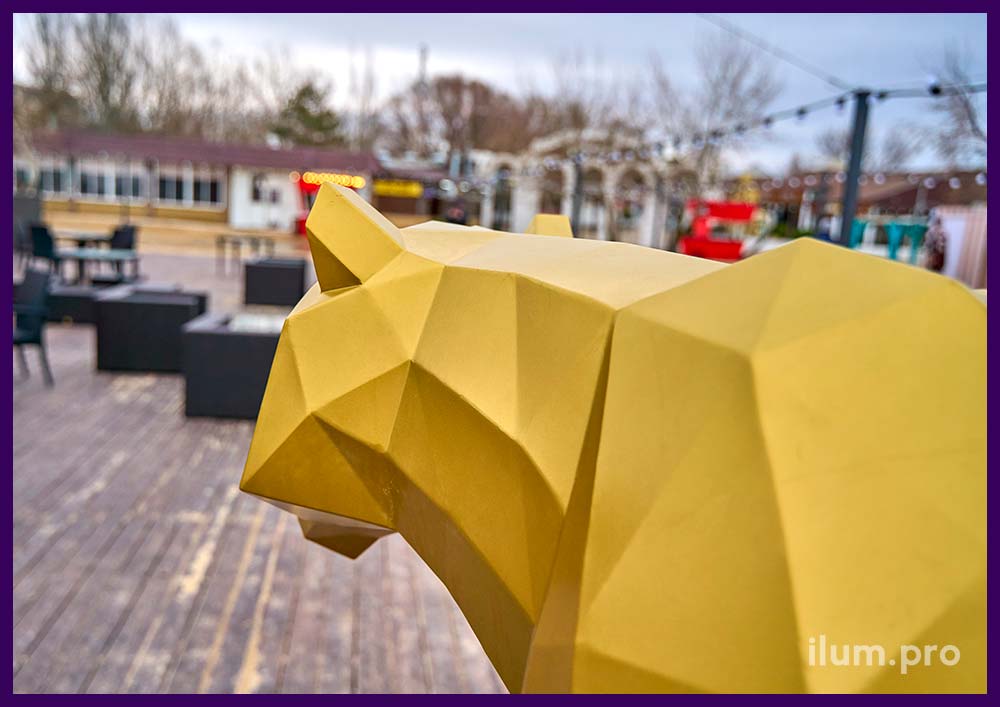 Тигр металлический полигональный - садово-парковая скульптура на набережной