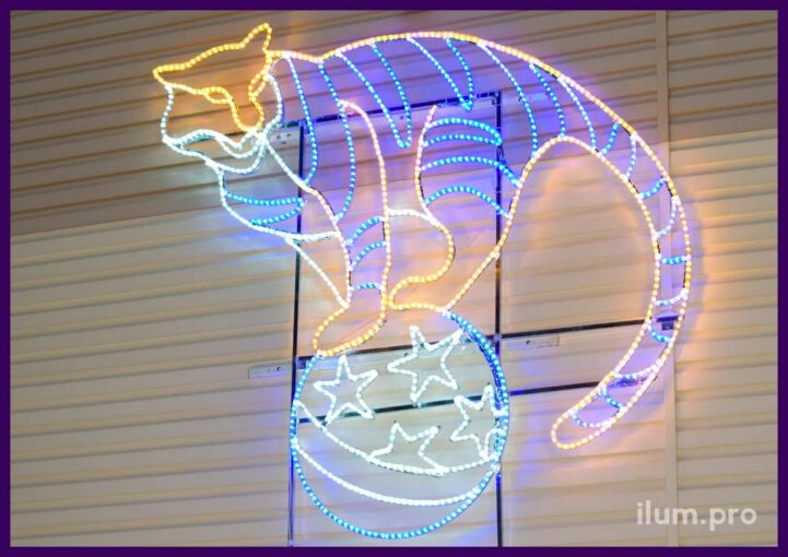 Новогодняя консоль из светодиодного дюралайта в форме тигра с алюминиевым каркасом