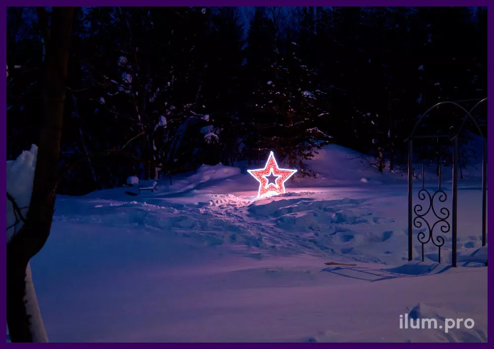 Звезда светодиодная с дюралайтом и гирляндами - каркас из нержавеющего алюминиевого сплава