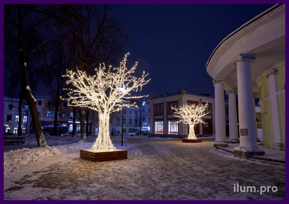 Деревья из металлических труб и светодиодных гирлянд для украшения Ярославля на Новый год, IP65, 24В