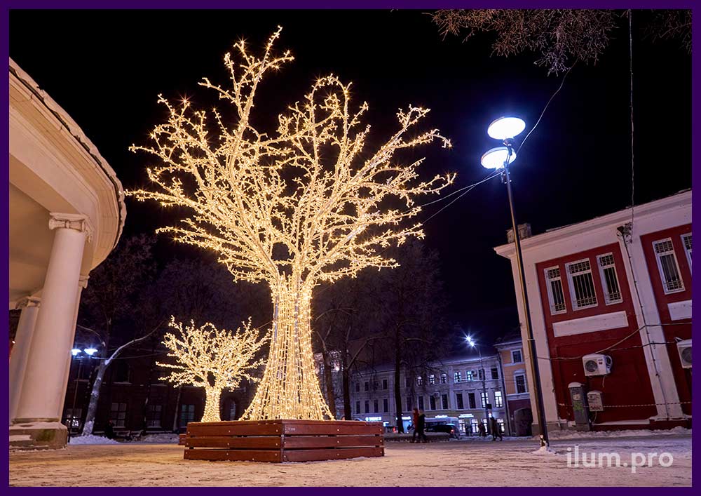 Украшение Ярославля на Новый год светодиодными деревьями с гирляндами для улицы IP65