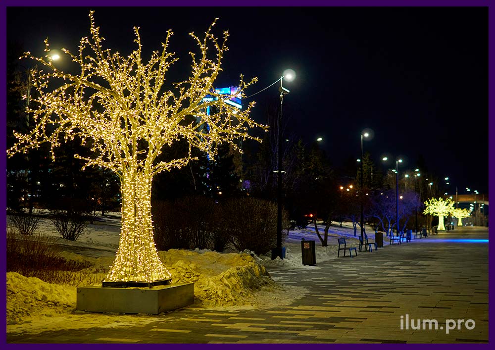 Светодиодные деревья с гирляндами из алюминиевого каркаса и иллюминации