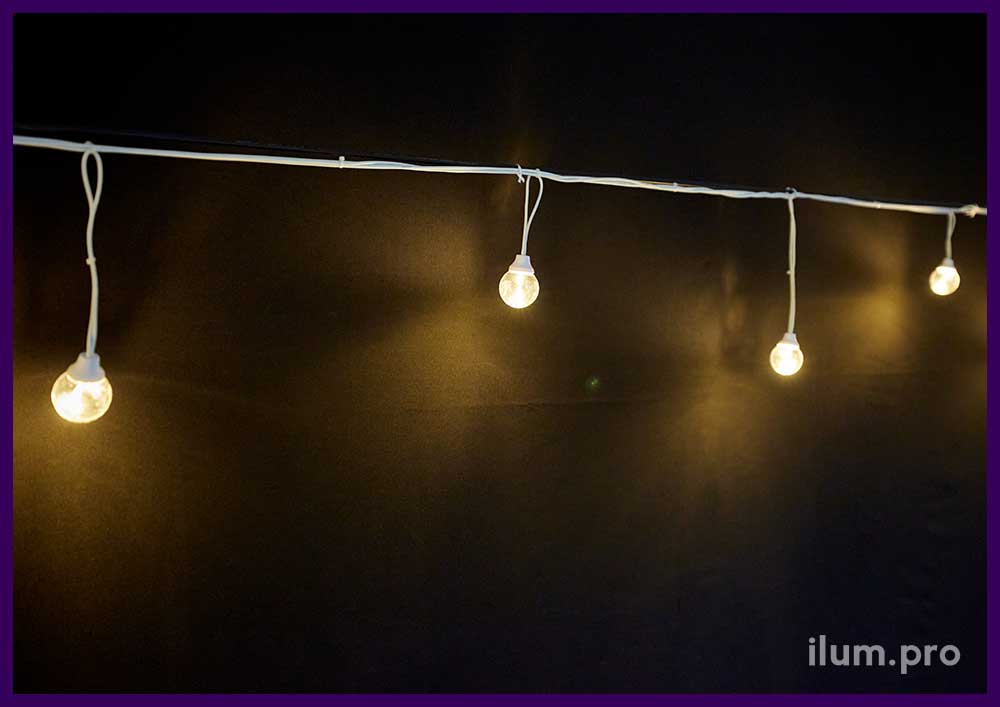 Винтаж - светодиодная гирлянда с лампочками для украшения улицы и помещений на Новый год и другие праздники