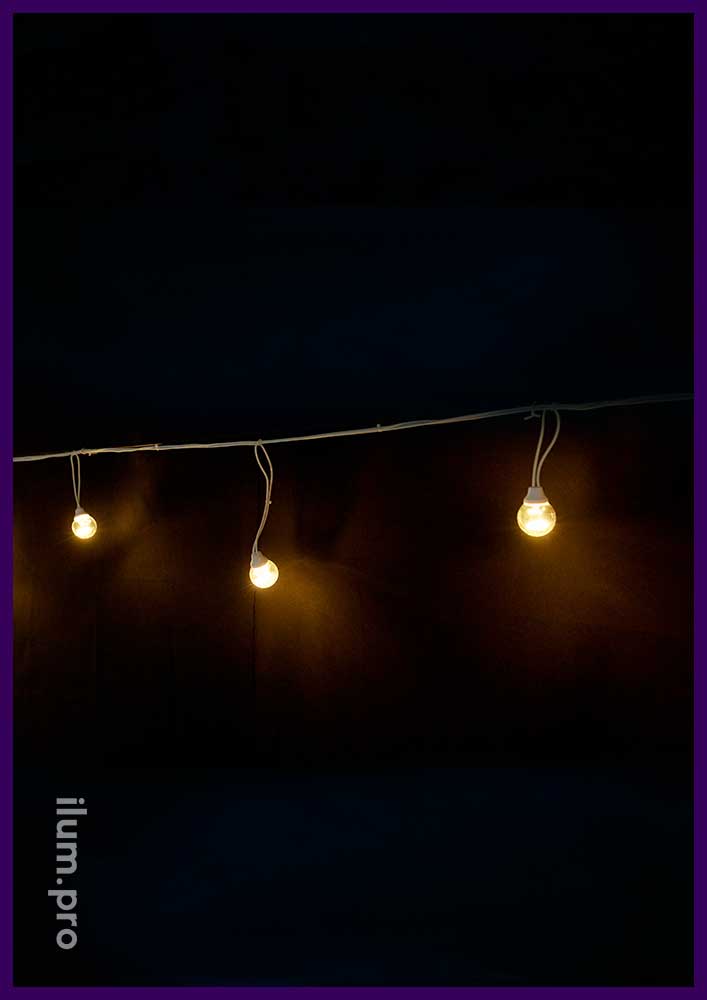 Винтаж - гирлянда для украшения улицы и помещений - ретро иллюминация с тёплыми лампочками