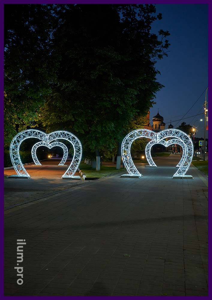 Арки светодиодные в форме сердца, каркасы из алюминия, уличная иллюминация IP65