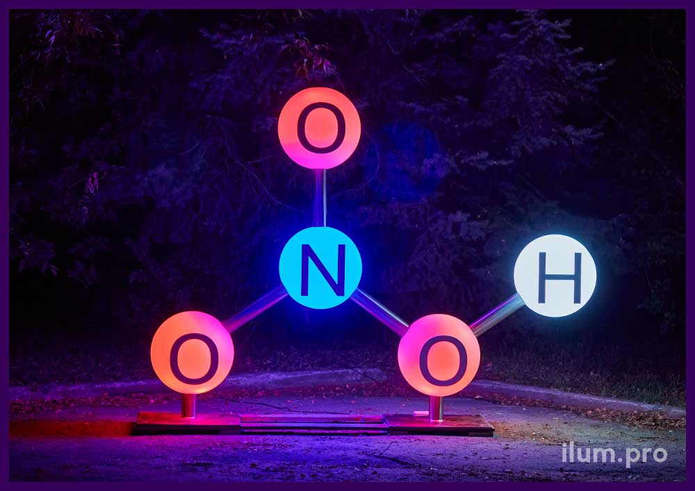 Молекула азотной кислоты - уличная фотозона с подсветкой IP65