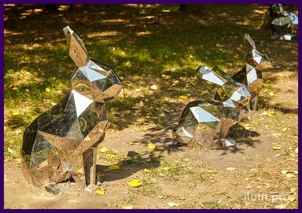 Металлические скульптуры животных из нержавеющей стали для украшения парка в Москве
