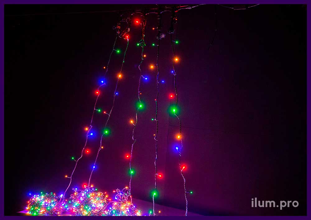 Разноцветная светодиодная гирлянда для деревьев Спайдер - 5 по 20 метров, защита от дождя и снега