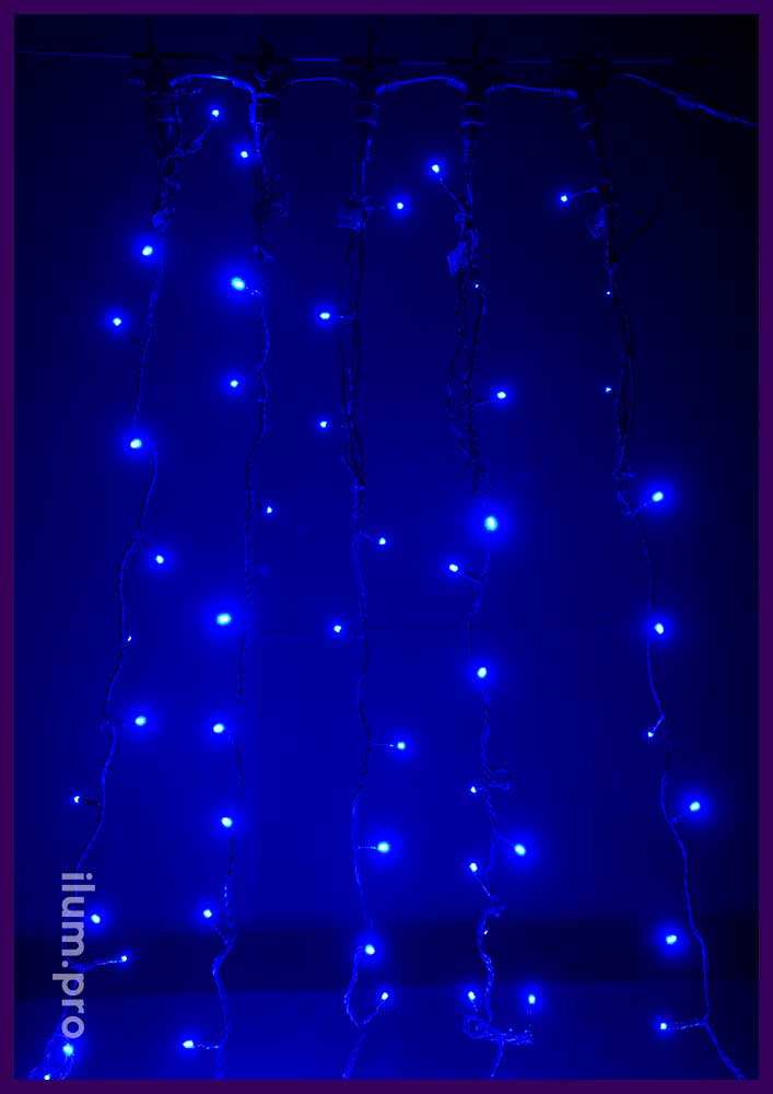 Чёрная гирлянда с синими светодиодами статического свечения спайдер - 5 по 20 метров