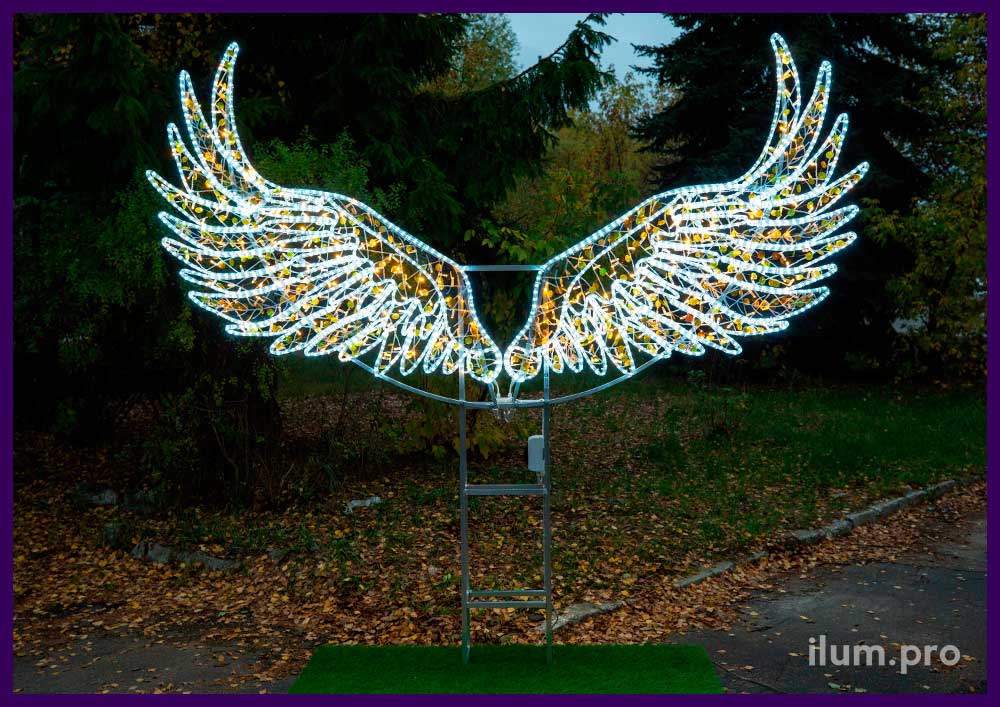 Уличная фотозона и светодиодных гирлянд на нержавеющем каркасе из алюминиевого сплава в форме крыльев ангела