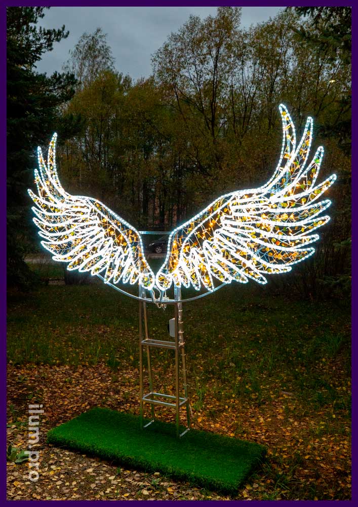 Праздничные фото зона форме крыльев ангела – иллюминация защиты это осадков и мороза по стандарту IP65