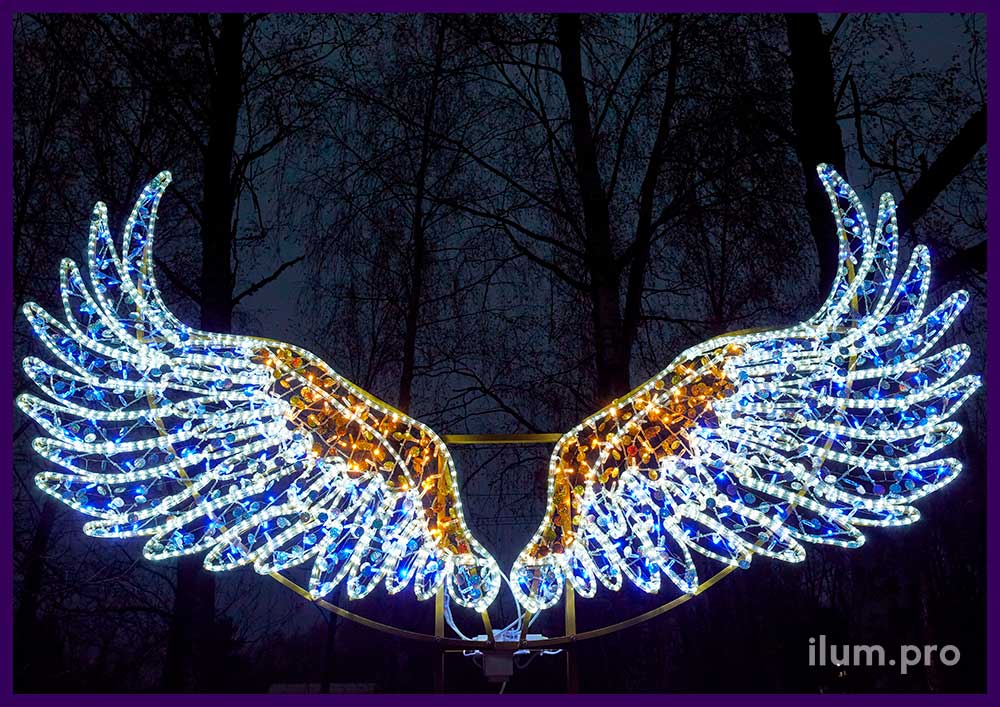Крылья светящиеся с блёстками и гирляндами - фотозона для улицы и интерьера на Новогодние праздники