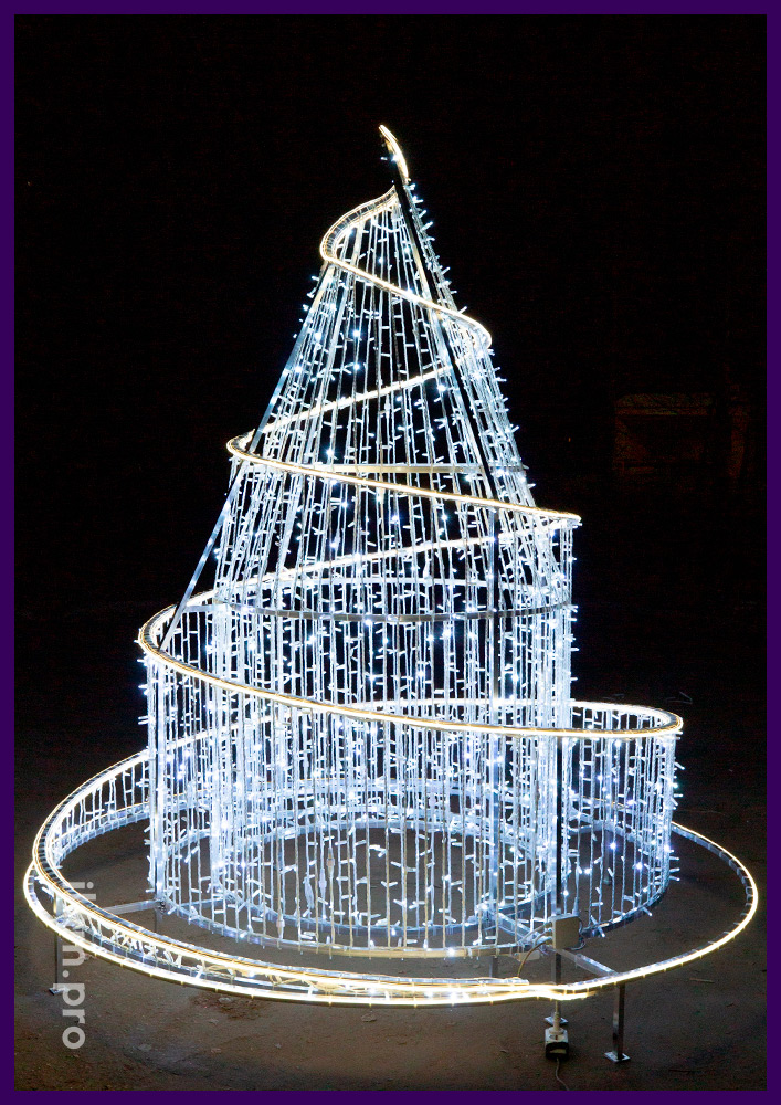 Светящиеся фонтаны с гирляндами - новогодние декорации для фонтанов, клумб и кустарников