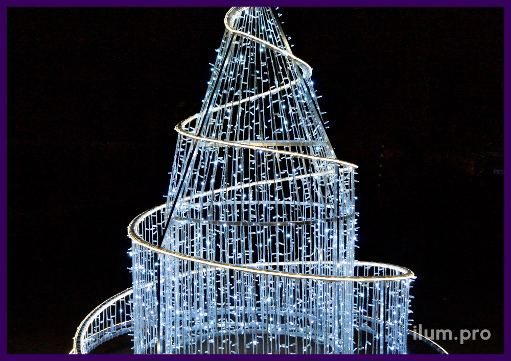 Новогодние спирали - световые фонтаны с гирляндами и дюралайтом