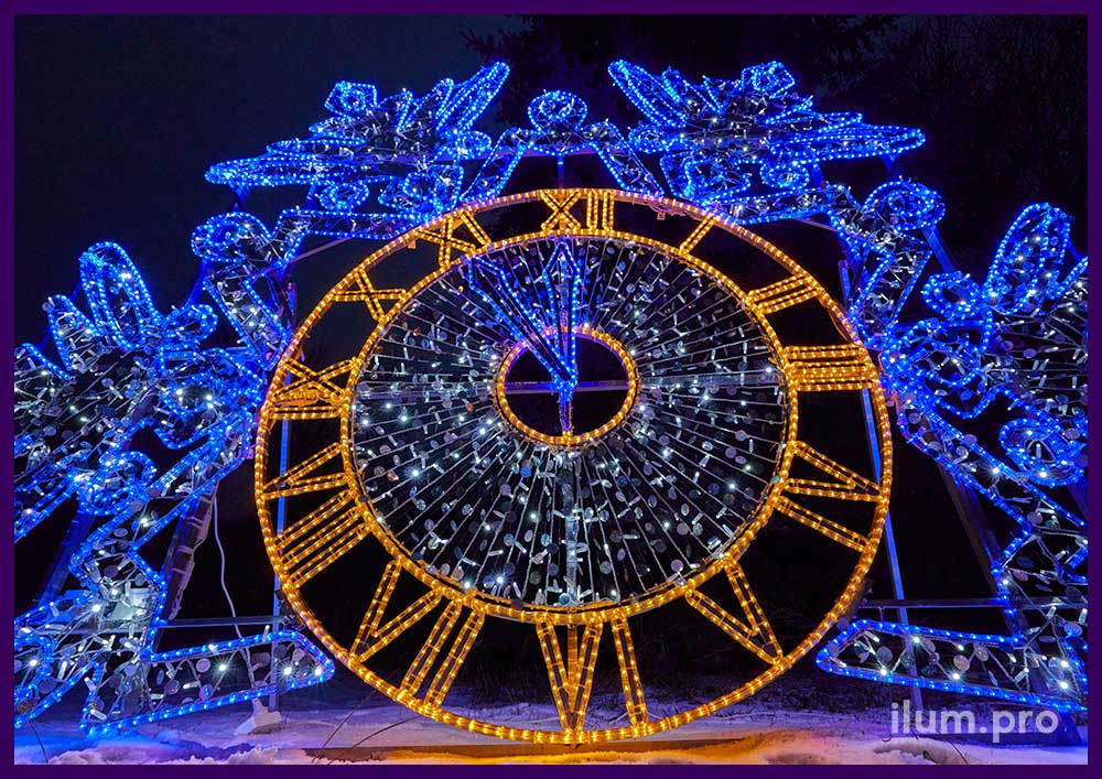 Плоская фотозона на Новый год со светодиодными гирляндами и дюралайтом с защитой от осадков