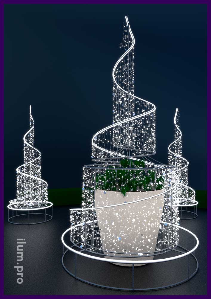 Проект светодиодных фонтанов для украшения кашпо на зиму