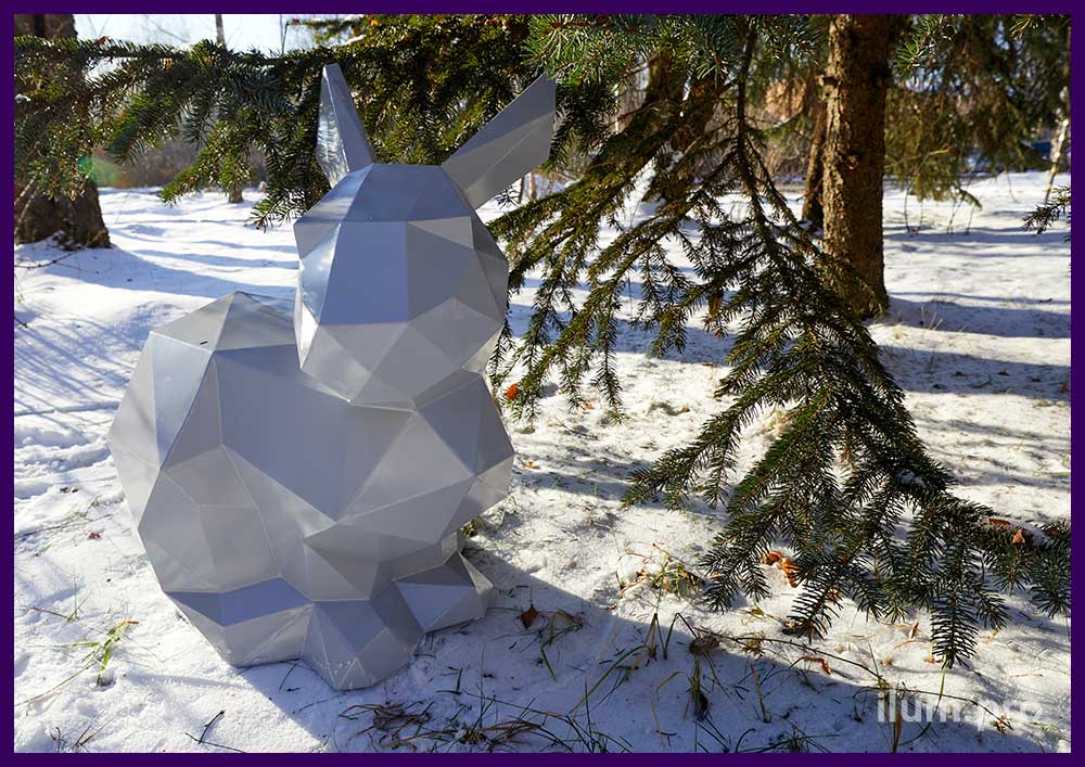 Зайцы для парка - полигональные арт-объекты для украшения ландшафта зимой и летом