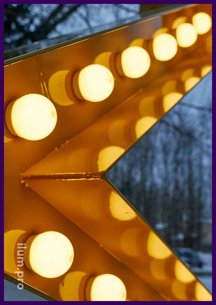 Фотозона для парка или сквера на 9 мая - звезда с лампочками в каркасе из крашеной стали