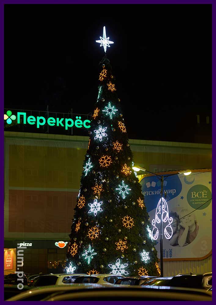 Новогодняя иллюминация в Воронеже - светодиодные звёзды из алюминиевого каркаса, IP65