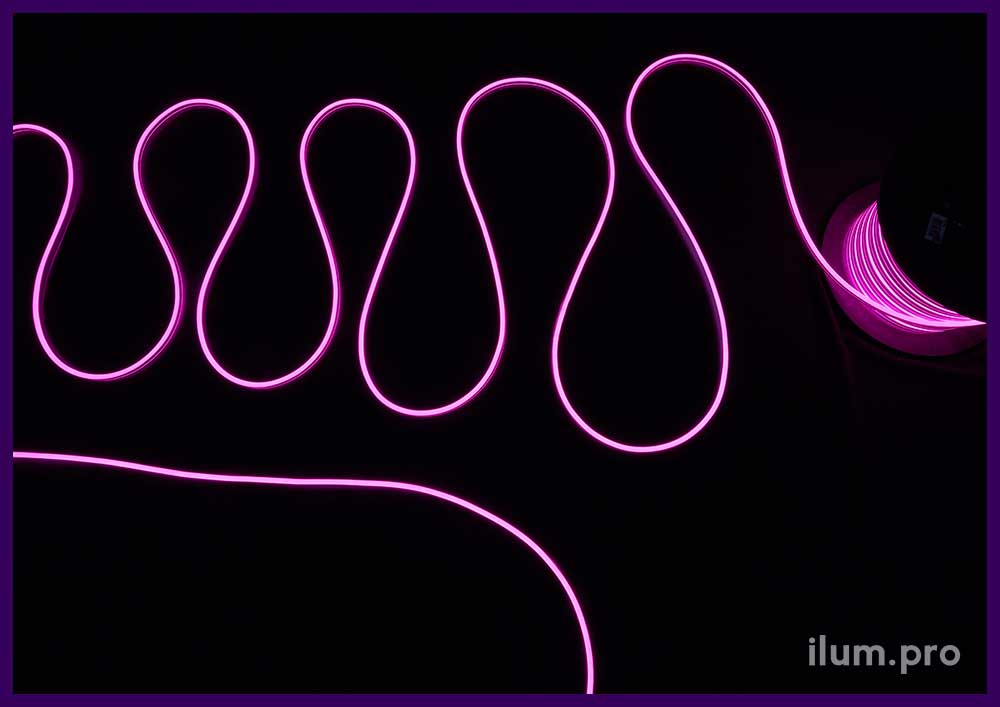 Розовый гибкий неон, светодиодная гирлянда с двухсторонним свечением