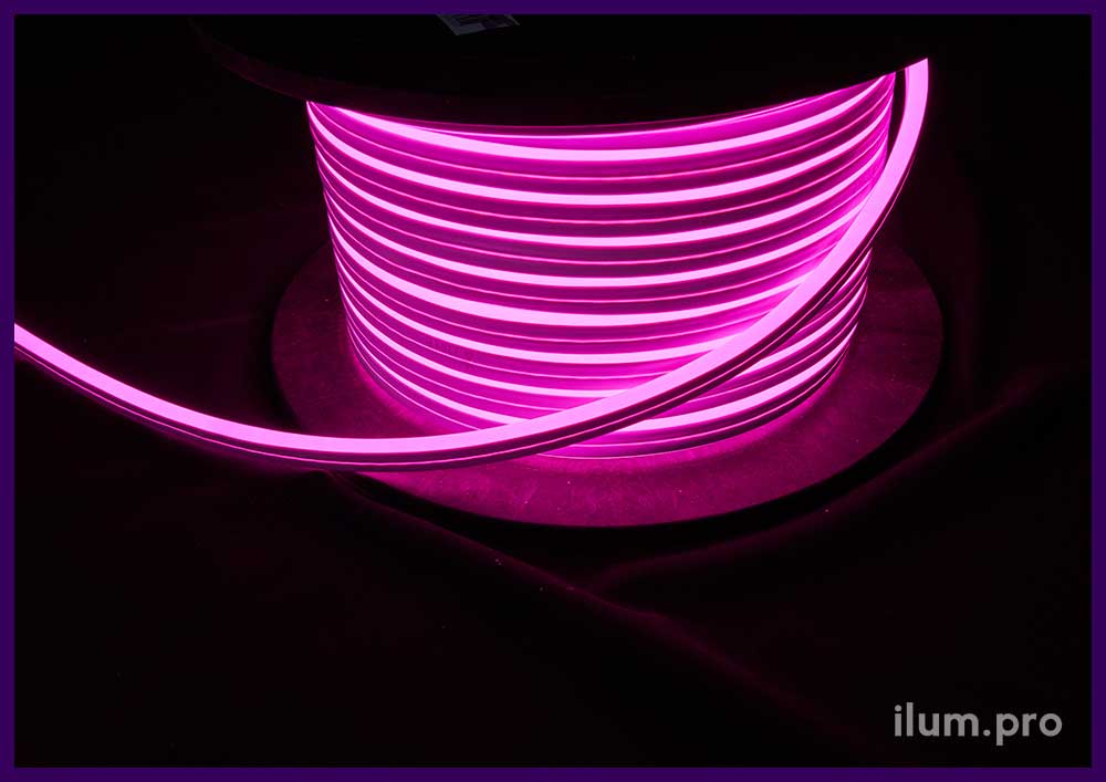 Неон гибкий розовый двухсторонний светодиодный, 50 м, 120 LED, 220 В
