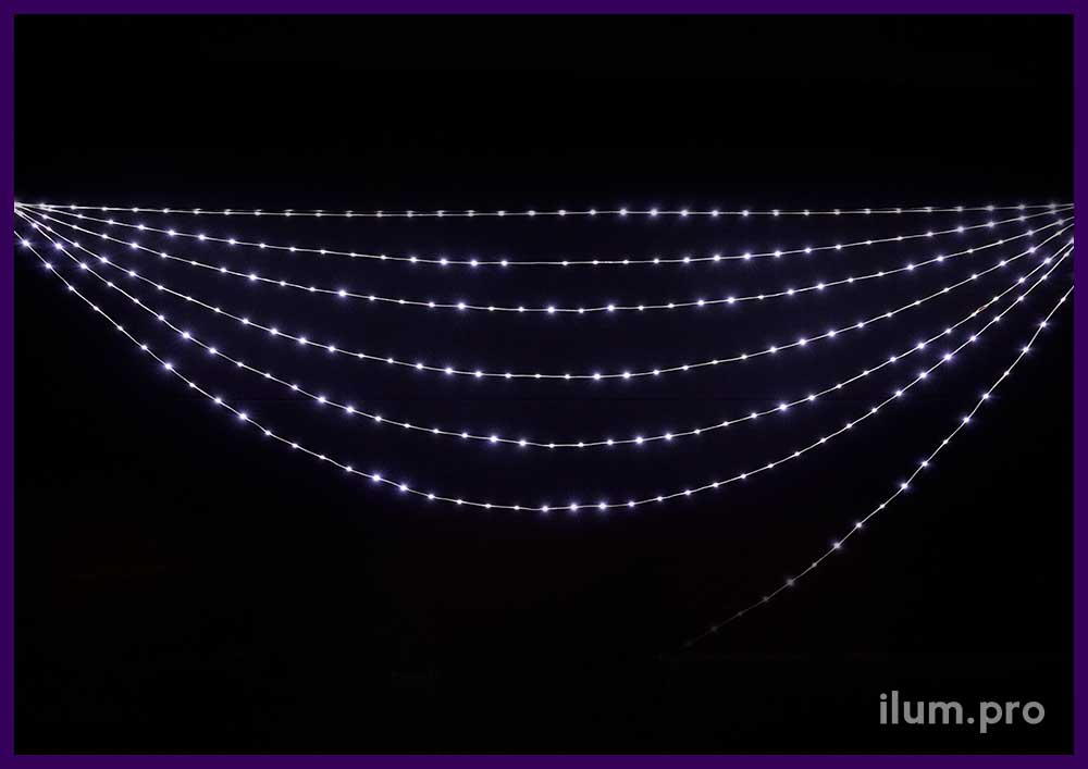 Светодиодная гирлянда Краса в бухте длиной 200 метров с питанием 24 В, холодное белое свечение