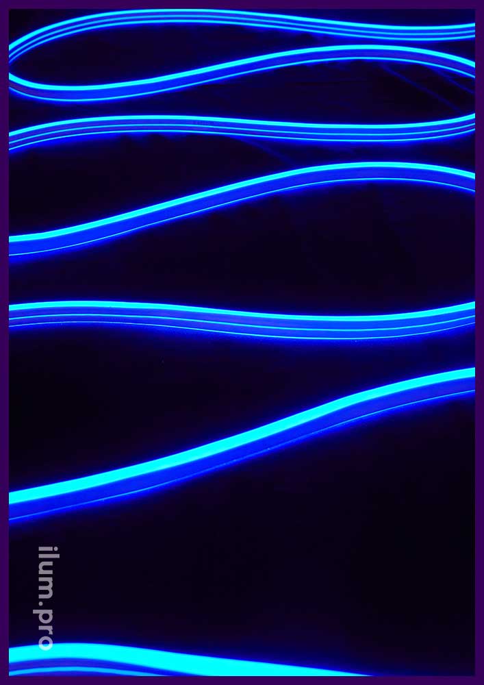 Светодиодный гибкий неон синего цвета, двухсторонний, уличный