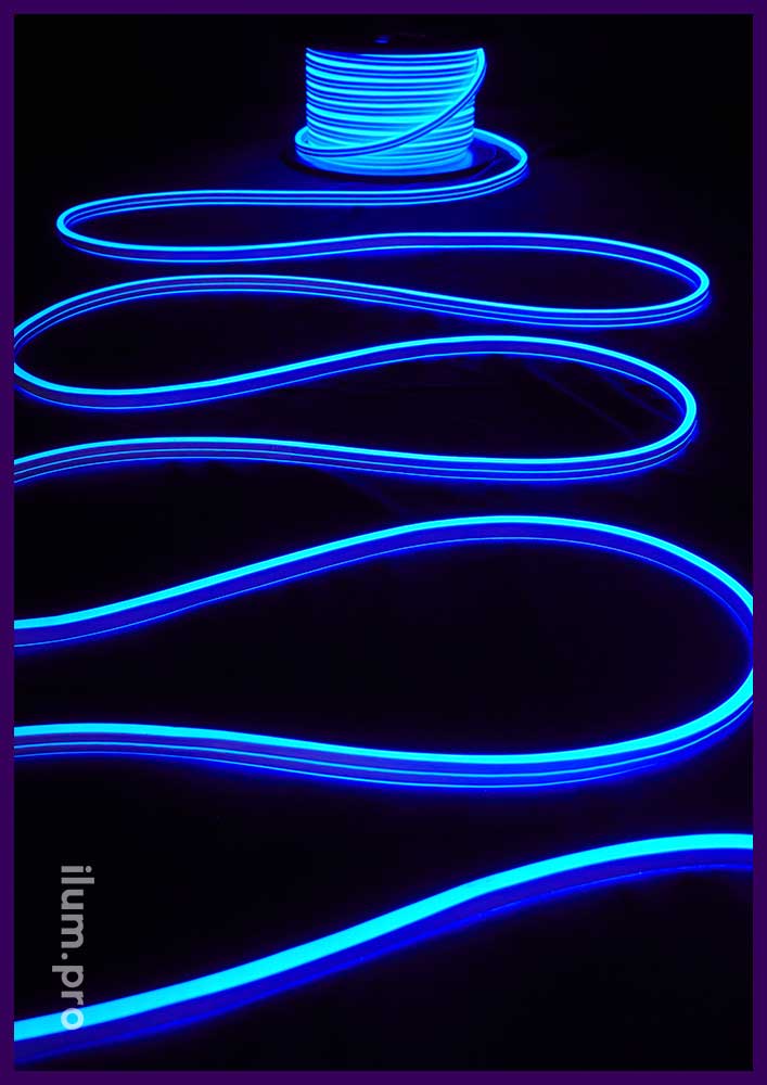 Неон гибкий двухсторонний с силиконовой оболочкой и синим свечением