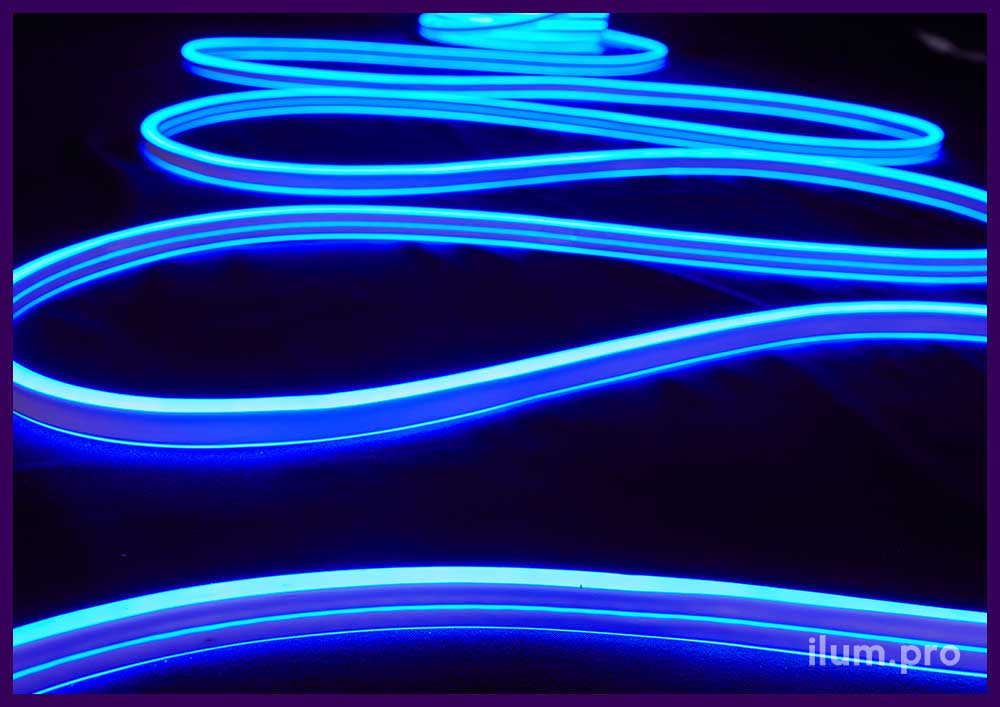 Уличная гирлянда синего цвета в форме длинного, силиконового шнура - гибкий неон