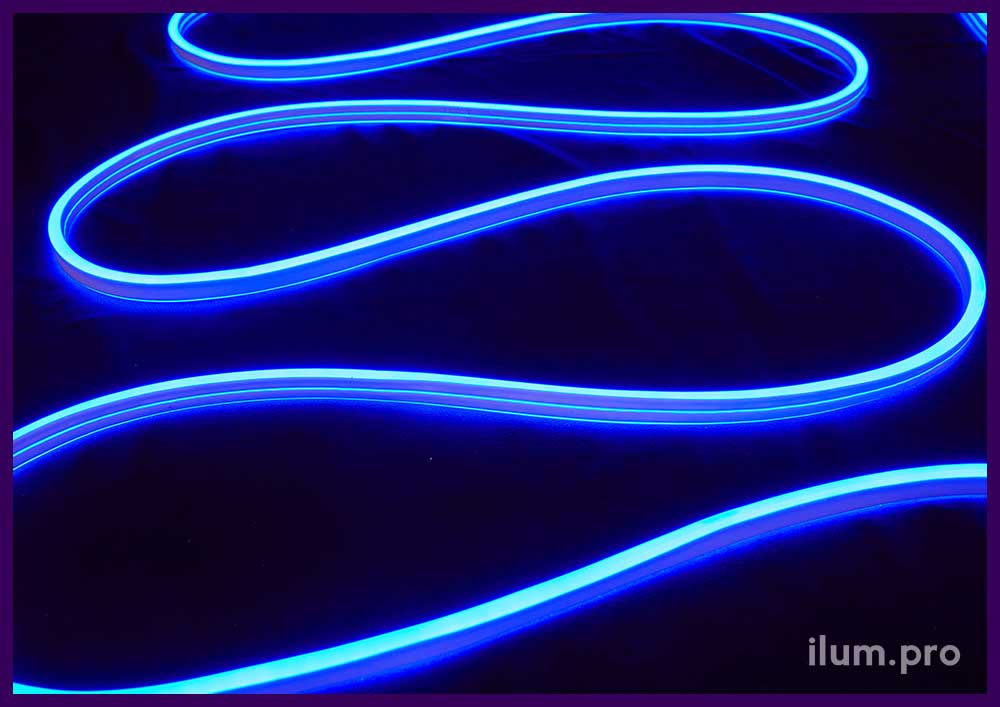 Гибкий неон двухсторонний со свечением синего цвета и защитой IP65