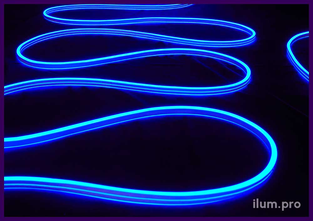 Гибкий неон двухсторонний со свечением синего цвета, 50 м