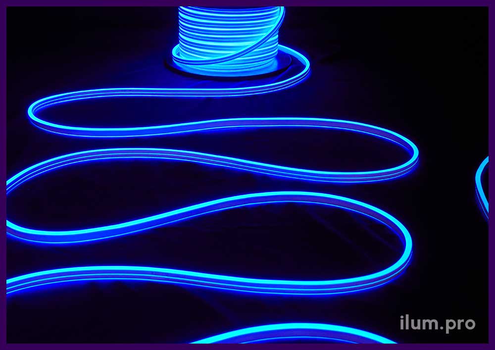 Двухсторонний синий неон - гибкая светодиодная гирлянда длиной 50 метров