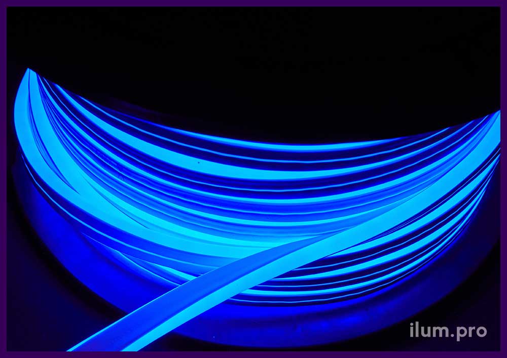 Неон гибкий синий со светодиодами в эластичной, матовой трубке с силиконом