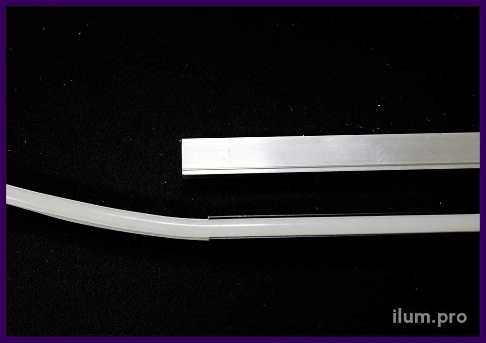 Профиль алюминиевый для гибкого неона, длина 2 метра, размер 10 на 16 мм