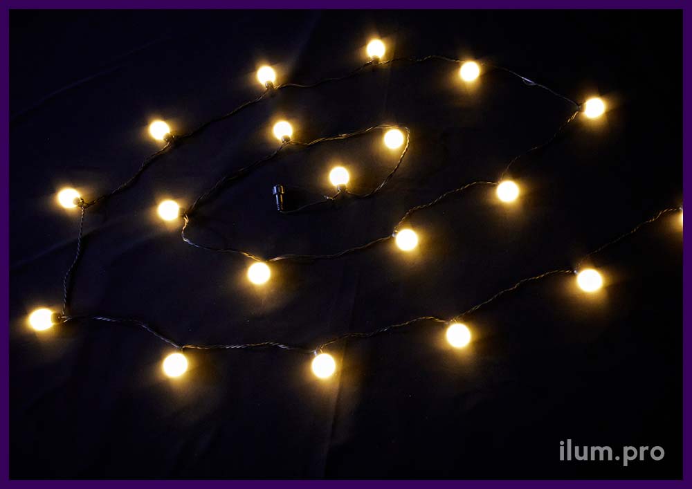 Гирлянда мультишарики с крупными лампочками диаметром 4 см, тёпло-белое свечение