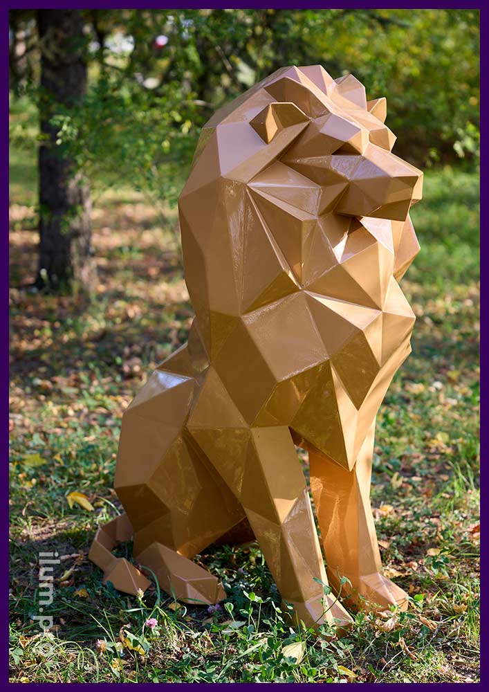 Львы из металла - полигональные фигуры животных для парков