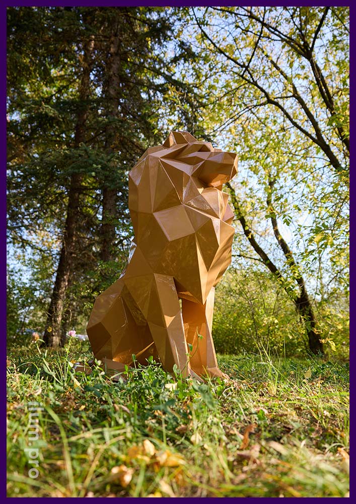 Львы металлические, полигональные - скульптуры для украшения парков и скверов
