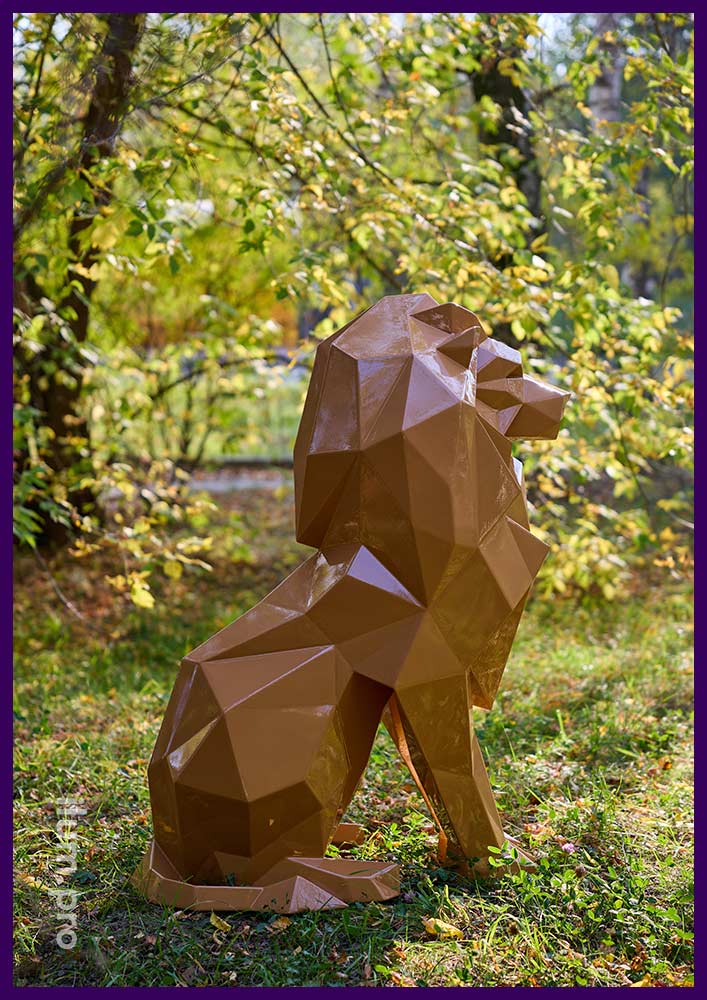 Львы полигональные - металлические фигуры животных в парках
